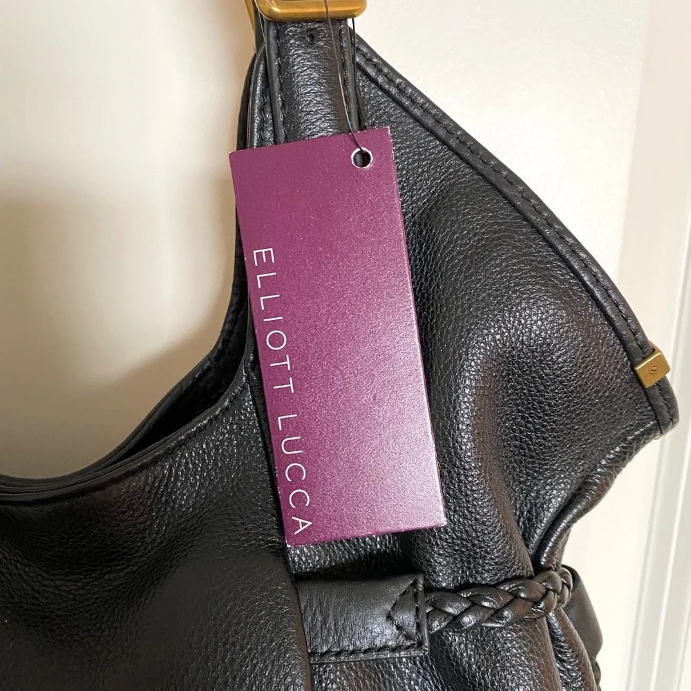 NWT Elliot Lucca Black Leather Satchel - Picture 3 of 12